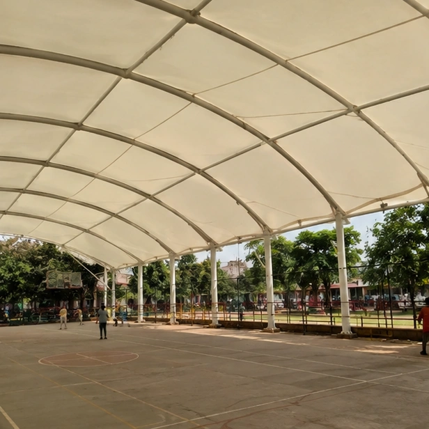 Vasant Valley School, Basketball Court tensile structure, Ekra Decor &mdash; photograph 4